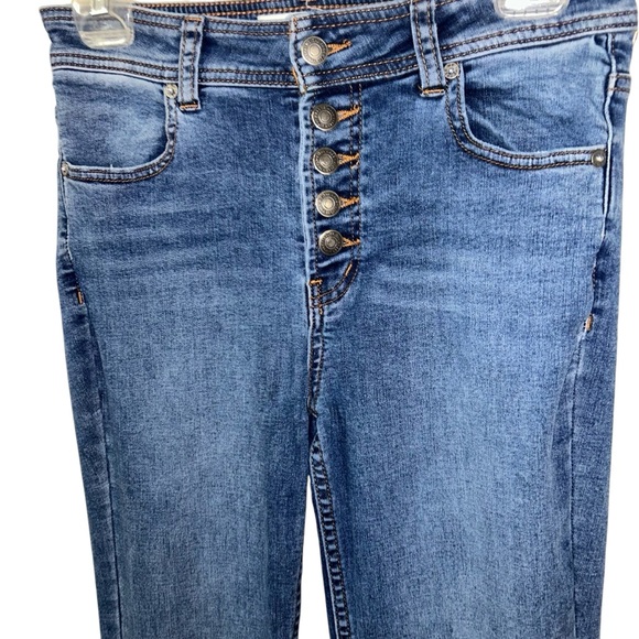 We The Free Blue Boot Cut Jeans exposed button fly size 28 - Picture 2 of 8